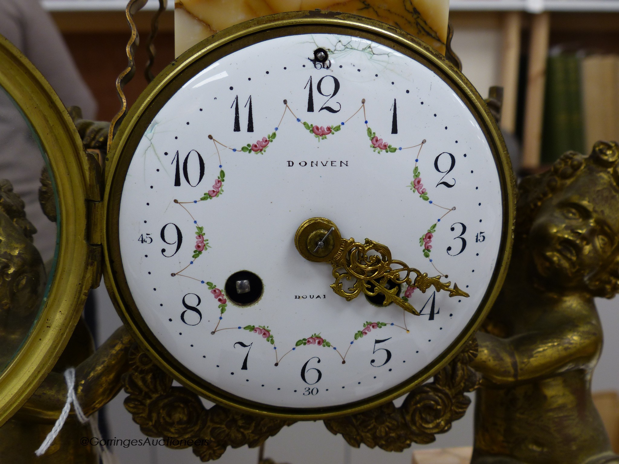 A 19th century gilt metal and marble French mantel clock, signed, height 40cm